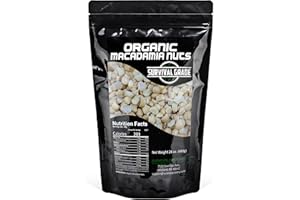 Survival Grocery® Organic Macadamia Nuts – Keto-Friendly Healthy Fats & Plant Protein, Oxygen- & Light-Barrier Packaging + O₂ & Moisture Packs, (Single or Multi-Pack Savings) (24 oz./1 Bag)