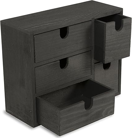 Small Multi Purpose Desktop Organizer Caddy With 5 Drawers Storage Cabinet Sewing Box And Diy Craft Project Solution To Your Everyday Needs Black Stained Wood Amazon Co Uk Office Products