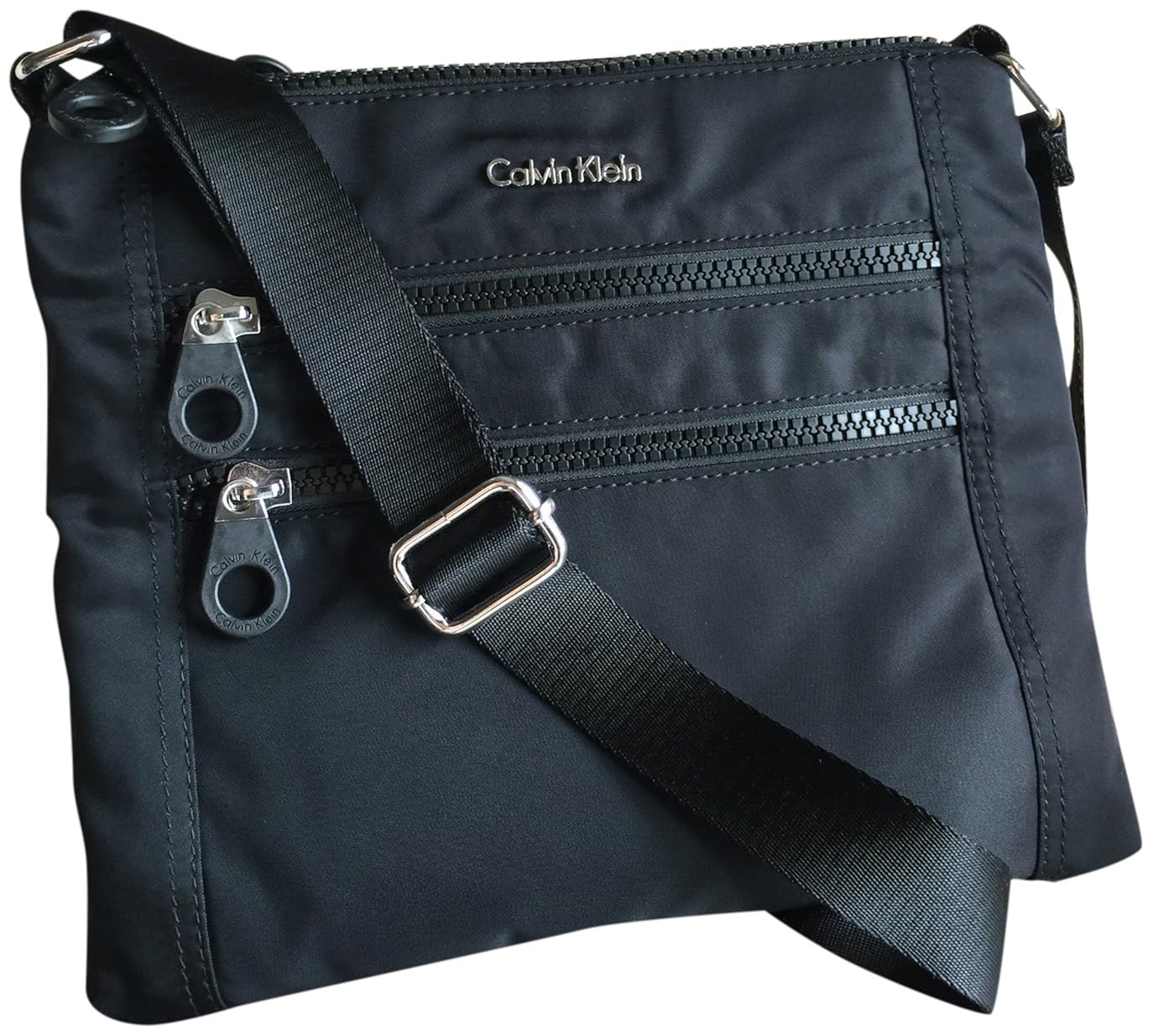 Calvin Klein Nylon Double Zippers Crossbody Bag Black Shoes