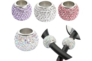 WedFeir 4pcs Bling Crystal Stethoscope Charms, Charmed Charms, Round Stethoscope Id Name Tags for Nurse Accessory, Nurse RT Vet, Violet Kiss Crystal.