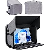 Outdoor Laptop Sun Shade - Rigid Hard-Shell Laptop Sunshade for Working Outside, Anti-Glare 2-in-1 Sleeve for 12–15” Laptops, Computer Tent for Working Outside
