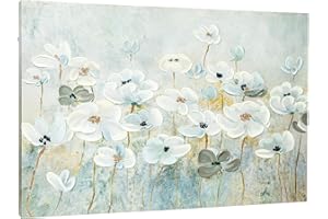 ArtbyHannah Hand-Painted Floral Oil Painting on Canvas - 24x36 Inches for Home Decor - Vivid Color Scheme, Realistic Texture, and 3D Effect