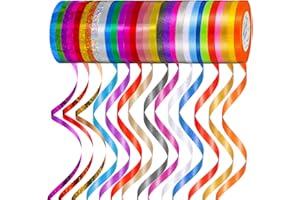 Chunm 30 Rolls Curling Ribbons 1/5" Wide x 11 Yards Shiny Plastic Balloon Strings Metallic Gift Wrapping Ribbons for Wedding Birthday Graduation Party Decor(Mixed Colors, Classic Style)
