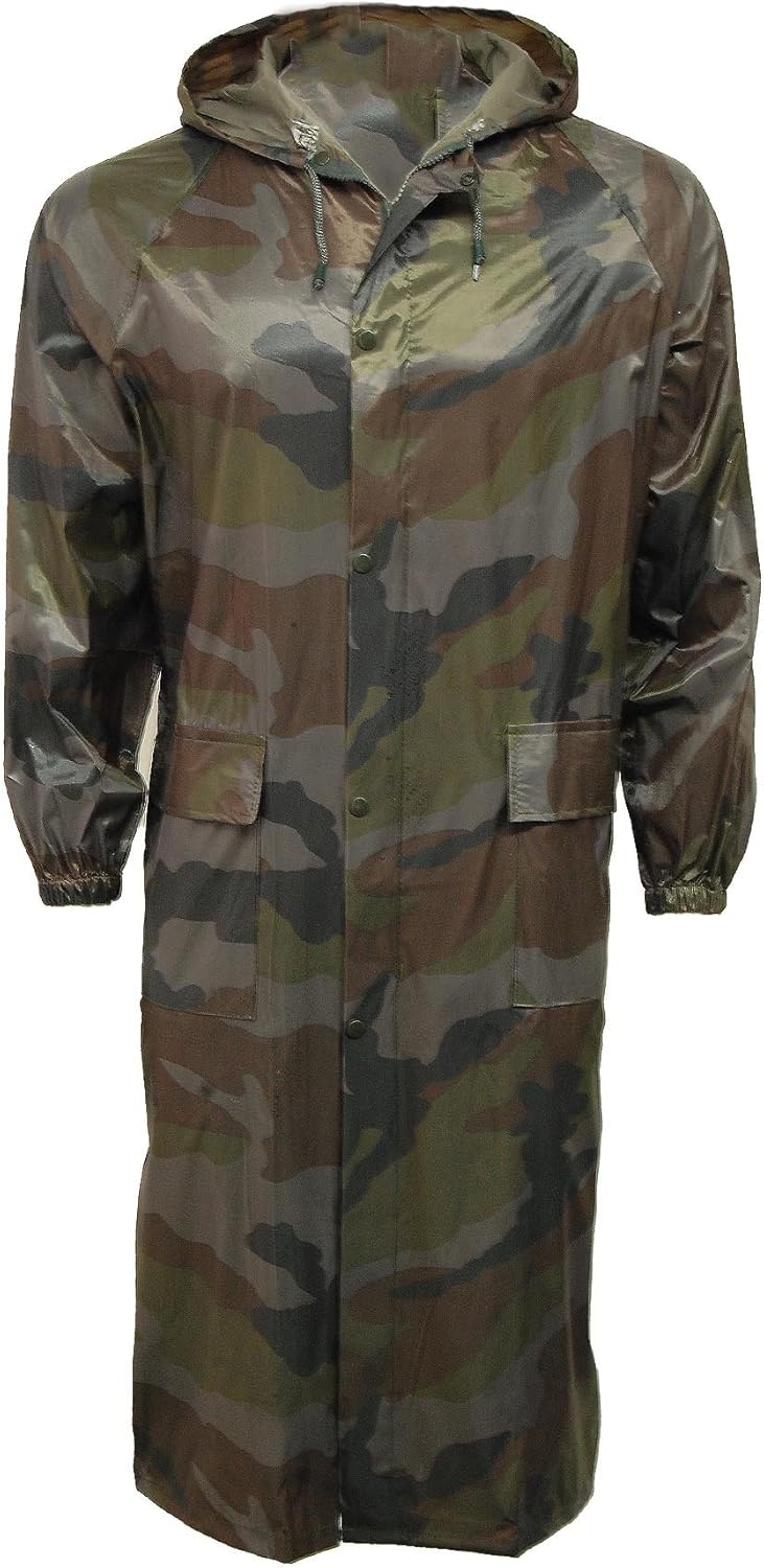 Adults Long Camouflage Waterproof Rain Coat Camo Cagoul Trench Mac