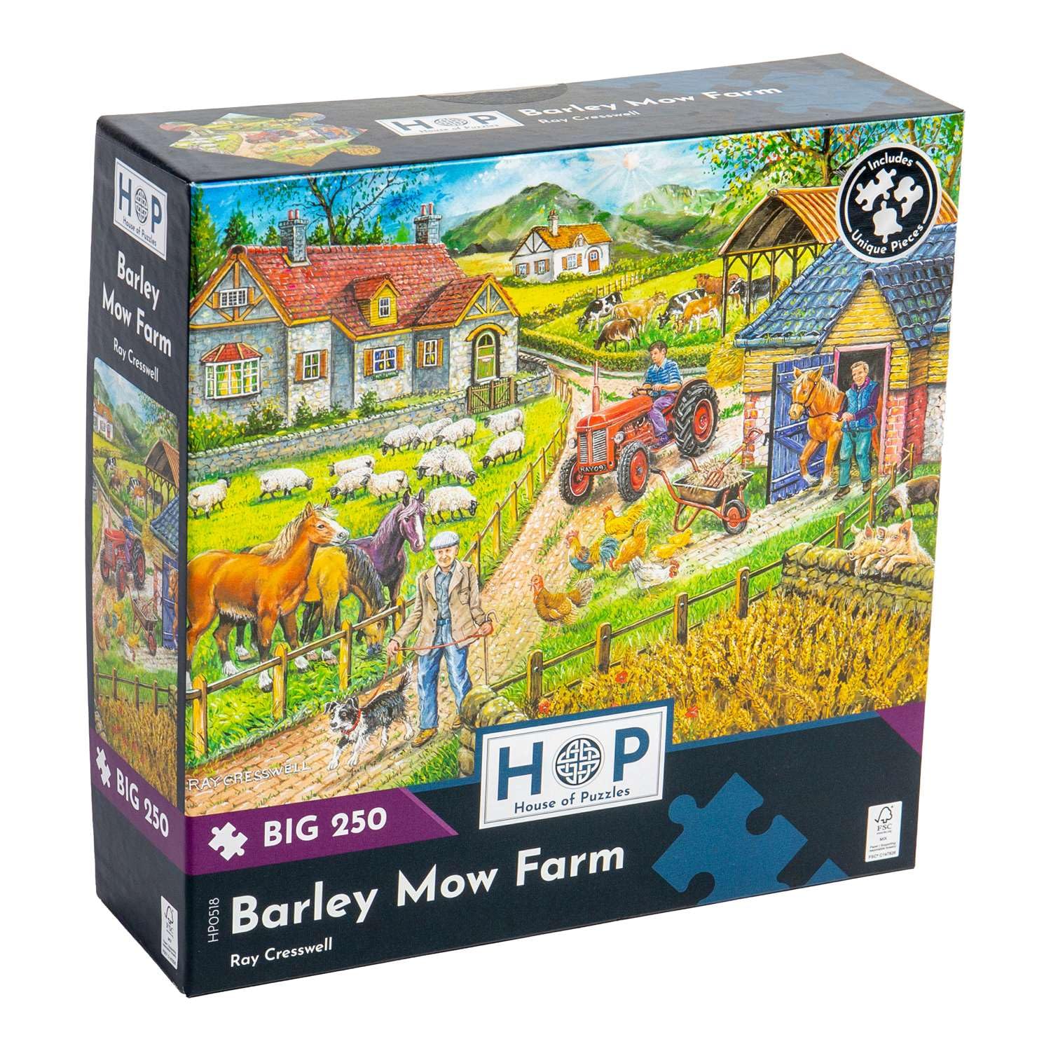 The House of Puzzles - Barley Mow Farm Jigsaw - Big 250 Piece Jigsaws For Adults & Kids, Extra Large Pieces, Artist Illustrated, Scenic Landscape, Deluxe Puzzle Gifts