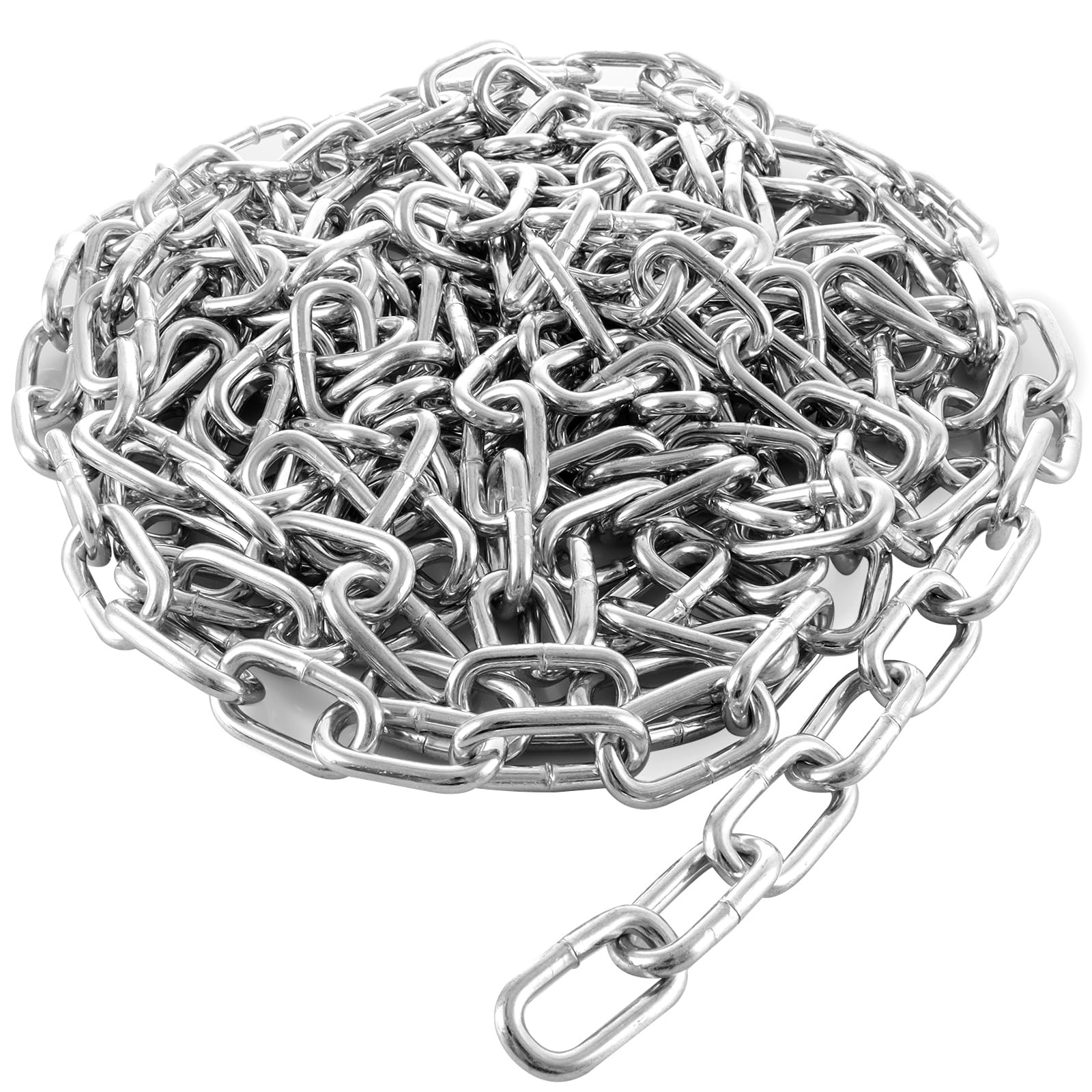 ASelected 5M Heavy Duty Galvanized Chain 5MM Stainless Steel Chain Links, Gate Chain Lock for Outdoor Fences, Pet Cages, Horse Goat Cow Corral Supplies,Silver