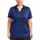 FOREYOND Plus Size Short Sleeve Polo for Women Golf Shirts Moisture Wicking Shirts Athletic Workout Tops 1XL-5XL