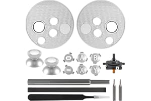 VRbrother Metal Left and Right Controller Replacement Keyboard, Mushroom Caps, ABXY Buttons Return Key Function Key, Analog Joystick Replacement (1pcs) for Meta Oculus Quest 2 Accessories (Sliver)