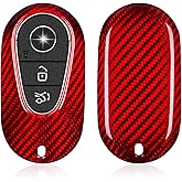 T-carbon Key Fob Cover Compatible with Mercedes Benz ,Real Glass Fiber Key Case Key Fob Protector Compatible with Benz EQE S580 A B C-Class S-Class G-Class E-Class Key Fob Cover,Red