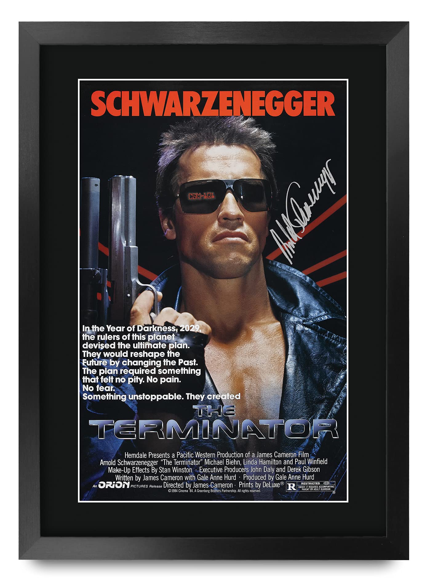 HWC Trading A3 FR Terminator Movie Poster Arnold Schwarzenegger Signed Gift FRAMED A3 Printed Autograph Film Gifts Print Photo Picture Display — image 1