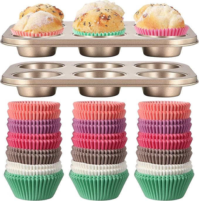 Cupcake Bakeware Set Include 2 Piece 6Hole Nonstick Cupcake Baking