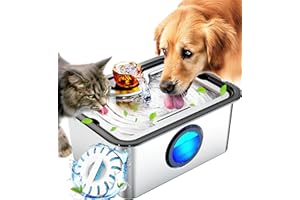 FURRYPLANET 3Gal Large Ultra-Purification Dog Water Fountain SS304,Dog Cat Drinking Bowl Dispenser with Visual Window,Widely Drinking Area,Deep Purification Filter,Triple Waterfall Structures,Low Water Indicator