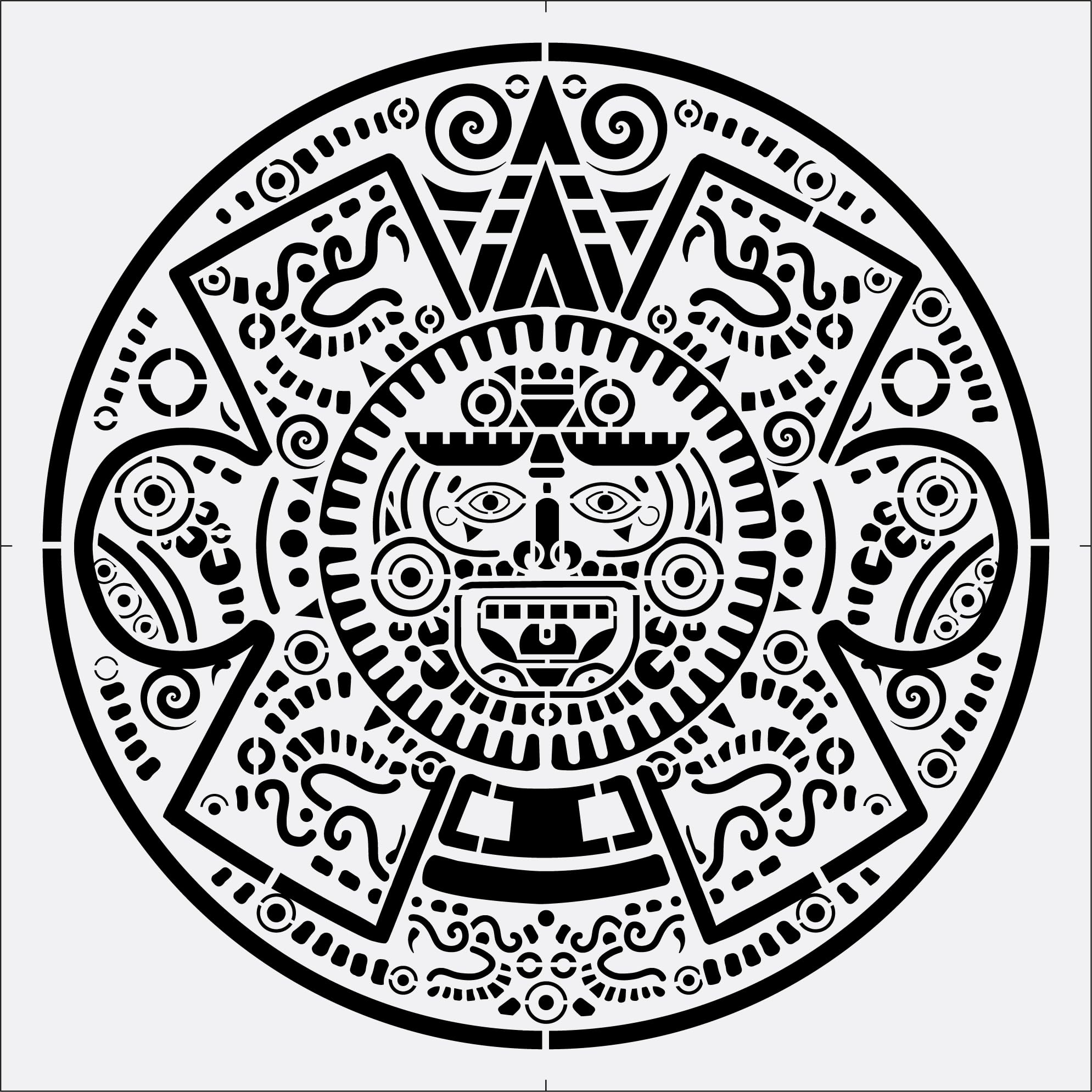 Photo 1 of Stencil Stop Mayan Emblem Stencil - 12 x 12 inches - Reusable Stencils for Painting on Wood, Walls, Fabric & Rocks - Durable 14 Mil Mylar Plastic for DIY Crafts & Art Projects