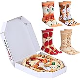 POPCRAZE 4 and 1 Pairs Pizza Socks in a Box with 2 or 4 Designs - One Size Fits Most.Novelty Socks. Funny Gift. Men, Women