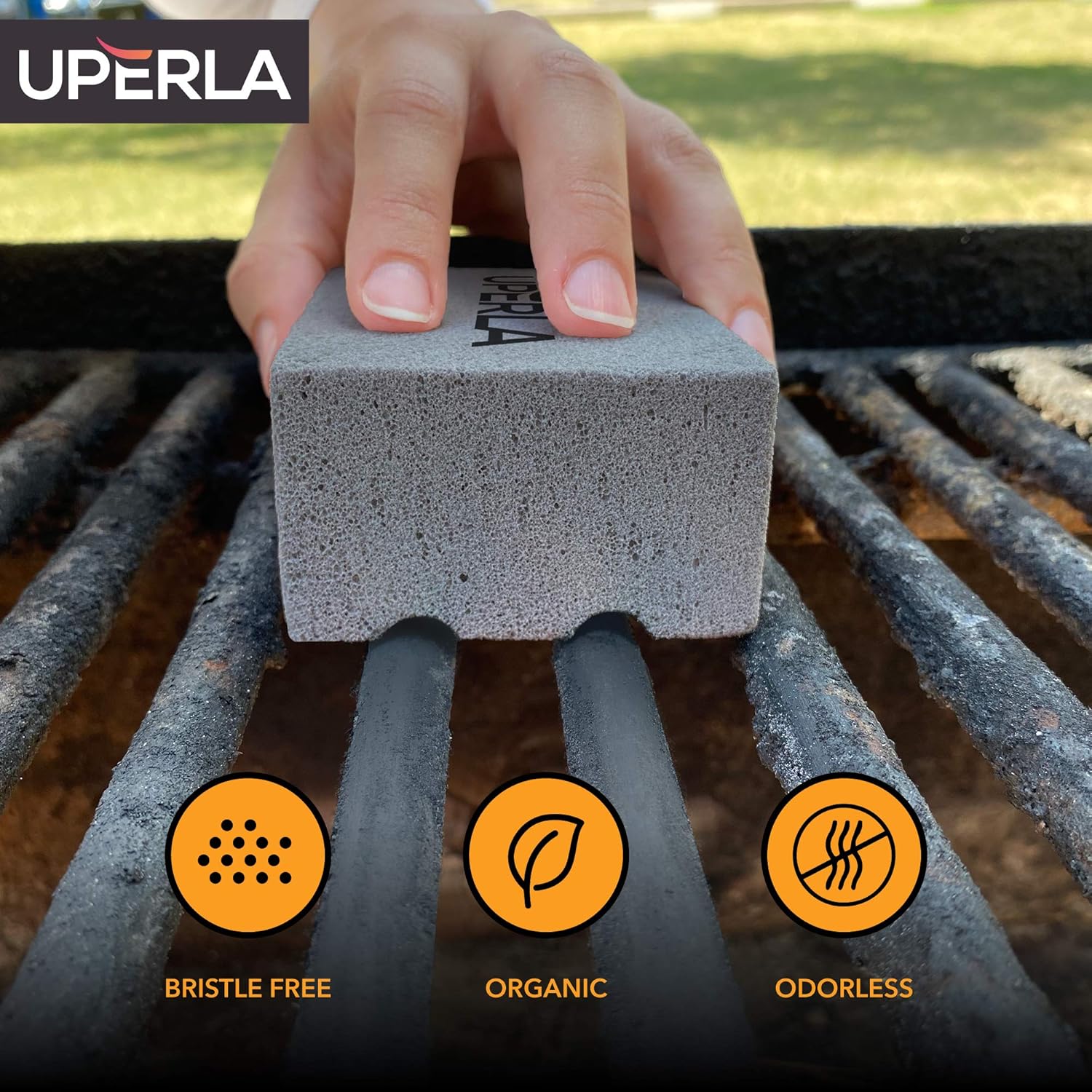 Uperla Premium Grill Brick Griddle Stone Cleaning Kit (4 Pack) - Advanced High Density - Microfiber Cloth Included - Effective in Grease and Stains Removal: Home & Kitchen