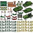 AuntyFey Army Men Playset with Army Men Action Figures, Army Men Soldiers Toys for Boys Kids Ages 4-8-12, Military Toys Set with Army Men Tank, Plane, Green Army Men, Army Guys, 4 Cars