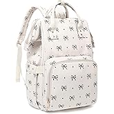 Dezcrab Laptop Backpack for Women, Corduroy College School Backpack Bookbag 15.6 inch Business Computer Travel Backpack (Bow Tie)