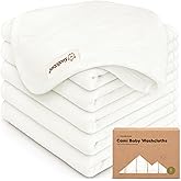 6-Pack Cotton Baby Washcloths for Newborn - Cotton Muslin Soft Wash Cloths for Babies, Infant, Kids, Toddler Towels for Boy, Girl, Super Absorbent Face Cloths, Scratch-Free Baby Rags (Soft White)
