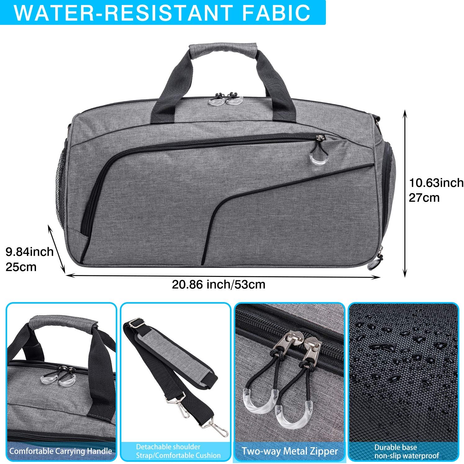  | Kuston Sports Gym Bag with Shoes Compartment &Wet Pocket Gym Duffel Bag Overnight Bag for Men and Women | Sports Duffels