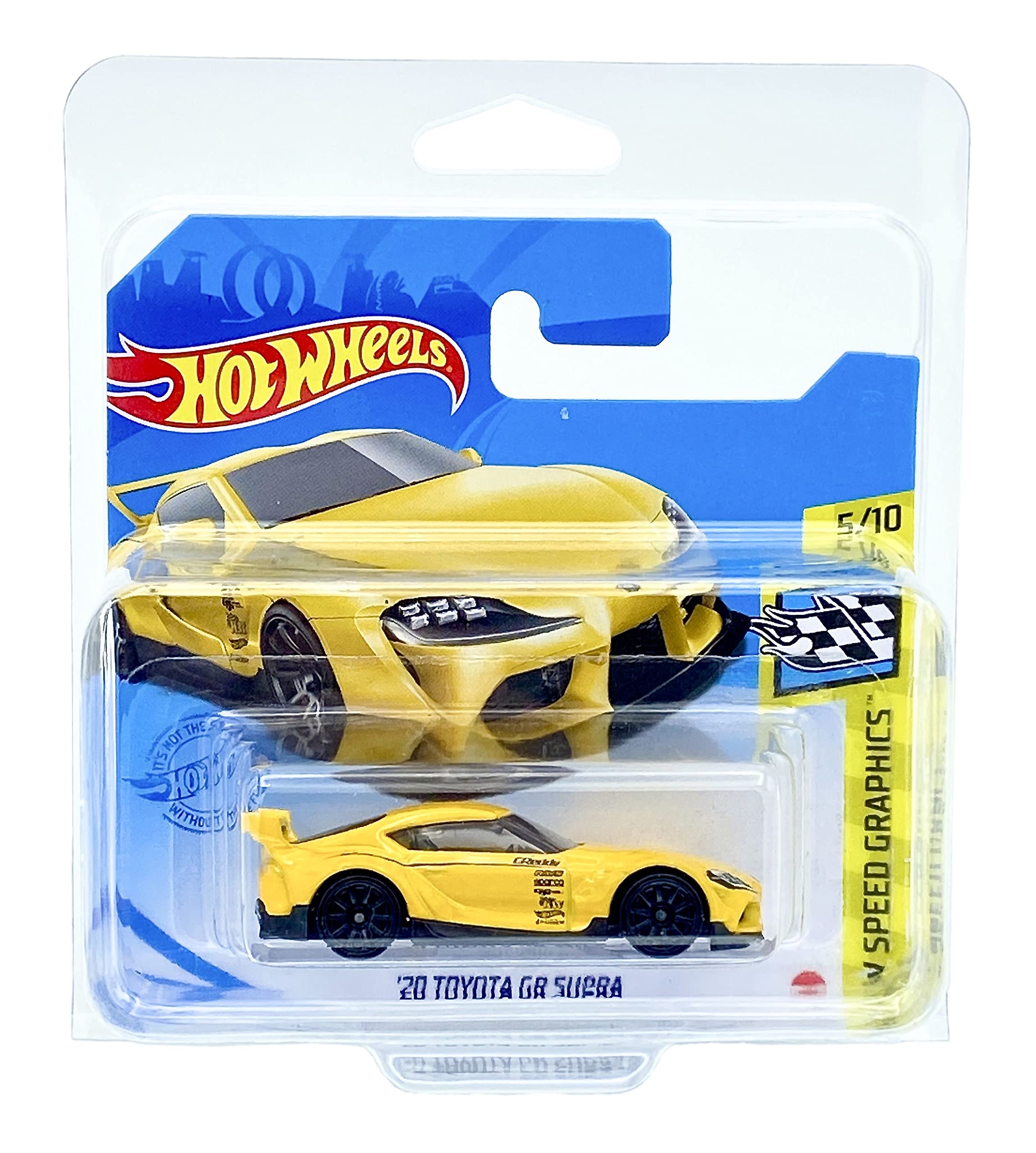 Hot Wheels '20 Toyota GR Supra (Yellow) 5/10 HW Speed Graphics 2021 - 178/250 (Short Card) *** COMES IN A KLAS CAR KEEPER PROTECTIVE COLLECTORS CASE *** GTB76