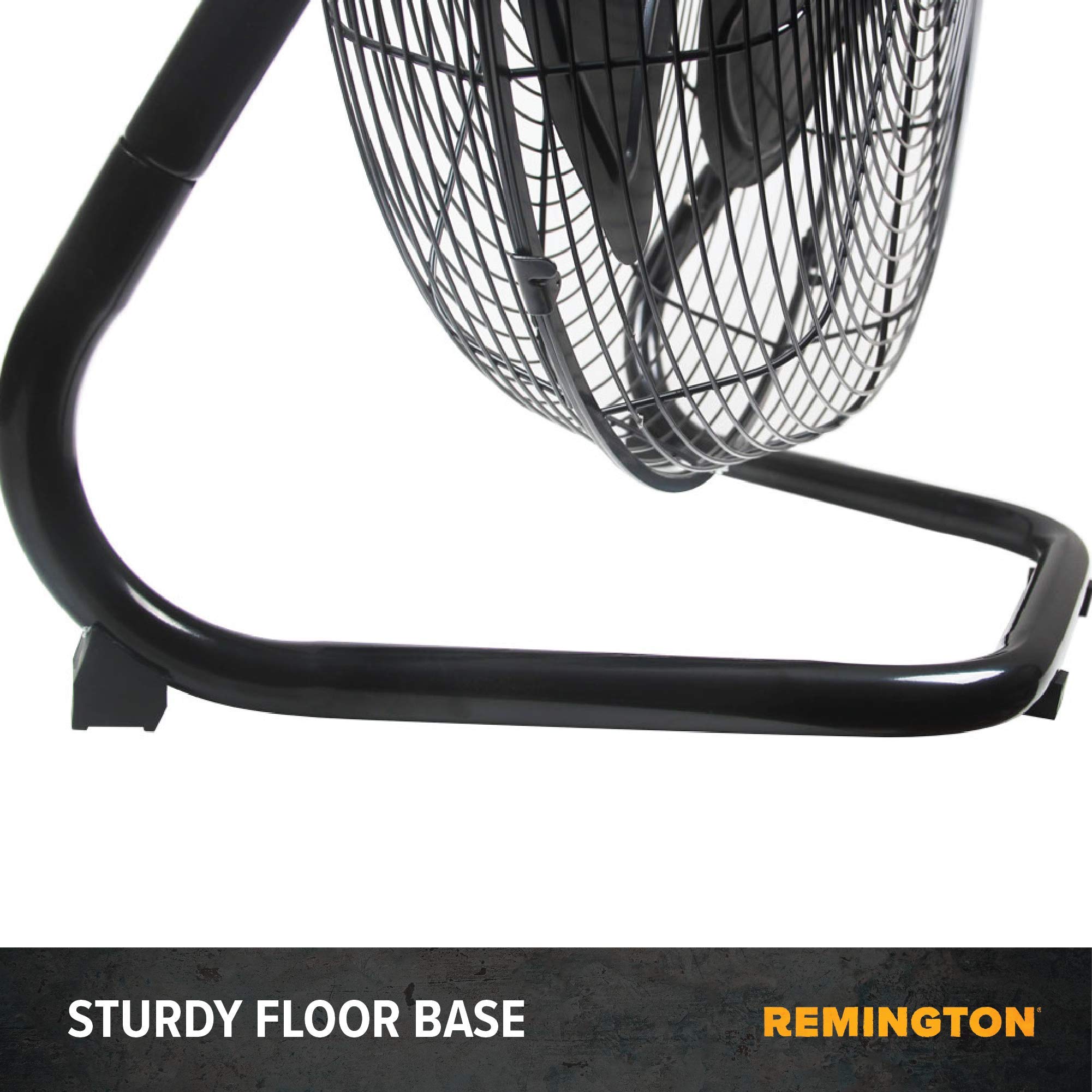 Remington High Velocity Floor Fan, 3 Speed Portable Cooling Unit - Heavy Duty Metal Airflow for Large Shops, Garages, and Warehouses, 20 Inch, Black