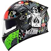 KYPARA Motorcycle Dual Visor Flip up Modular Full Face Helmet with DOT Certification of Impressionism