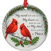 Cardinal Memorial Ornaments – Ceramic Red Cardinal Gifts, Sympathy Gifts for Loss of Loved One, Bereavement & Remembrance Gifts, in Memory of Loved One Hanging Decor, Christmas Decorations