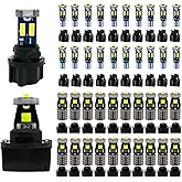 WLJH 40-Pack T10 T5 LED Bulbs with Twist Sockets, Polarity-Free, Dimmable | 4014 SMD, 300lm, 12V Wedge Bulbs for Dash Gauge Cluster, HVAC, Dome, Map, Parking and License Plate Lights, White