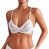 Maiclaice Women Lace Bra and Panty Set Plunge Bralettes No Padding No Underwire Bra