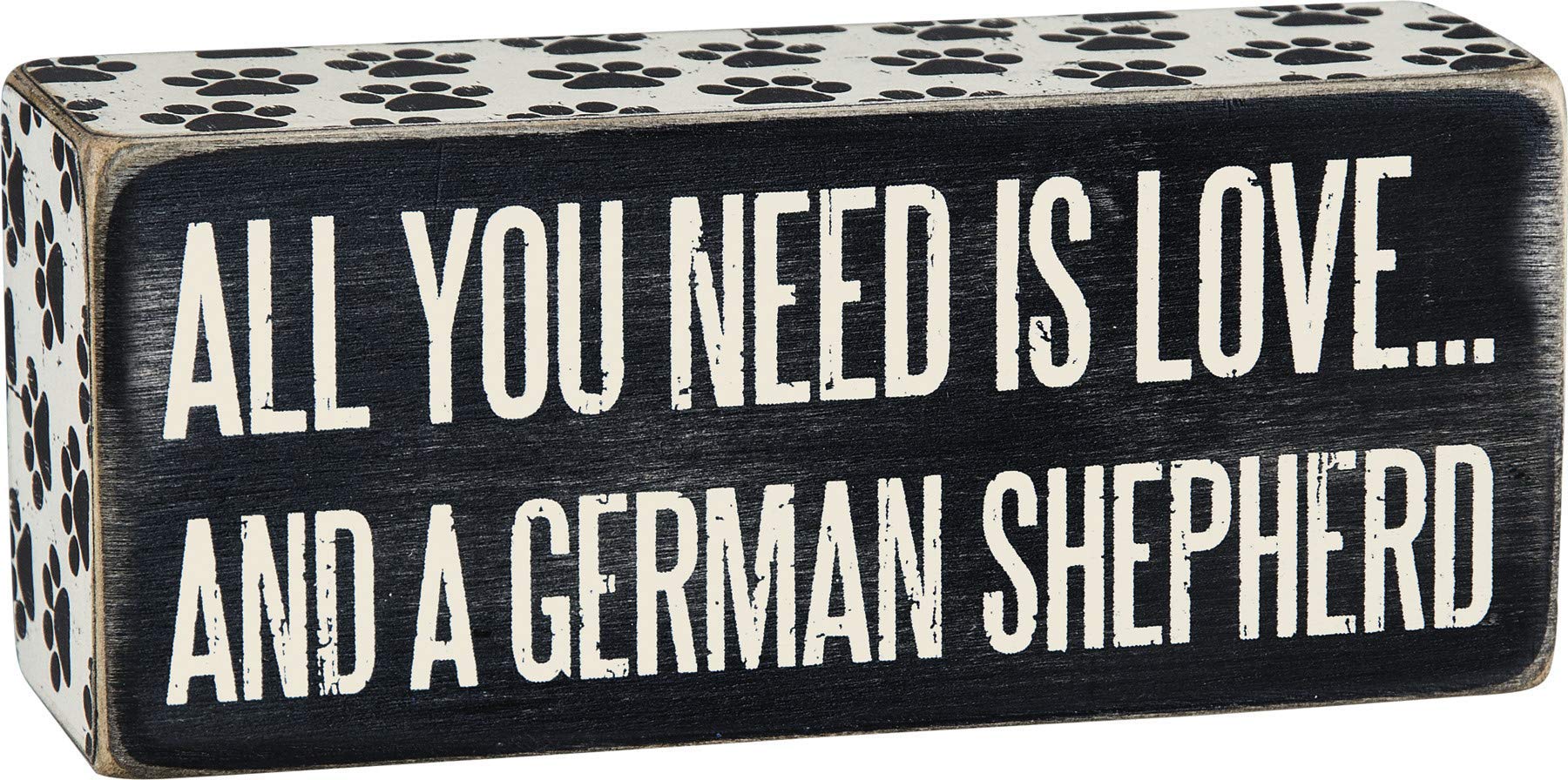 Photo 1 of Primitives by Kathy 24978 Paw Print Trimmed Box Sign, 6" x 2.50", German Shepherd