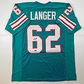 Facsimile Autographed Jim Langer Miami Teal Reprint Laser Auto Football Jersey Size Men's XL