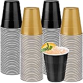 Kochorie 100 Pack Black Gold Disposable Plastic Cups 12 Ounce Drinking Party Cups Bulk Party Cups for Wedding Birthday Graduation Christmas Parties, Picnics Events