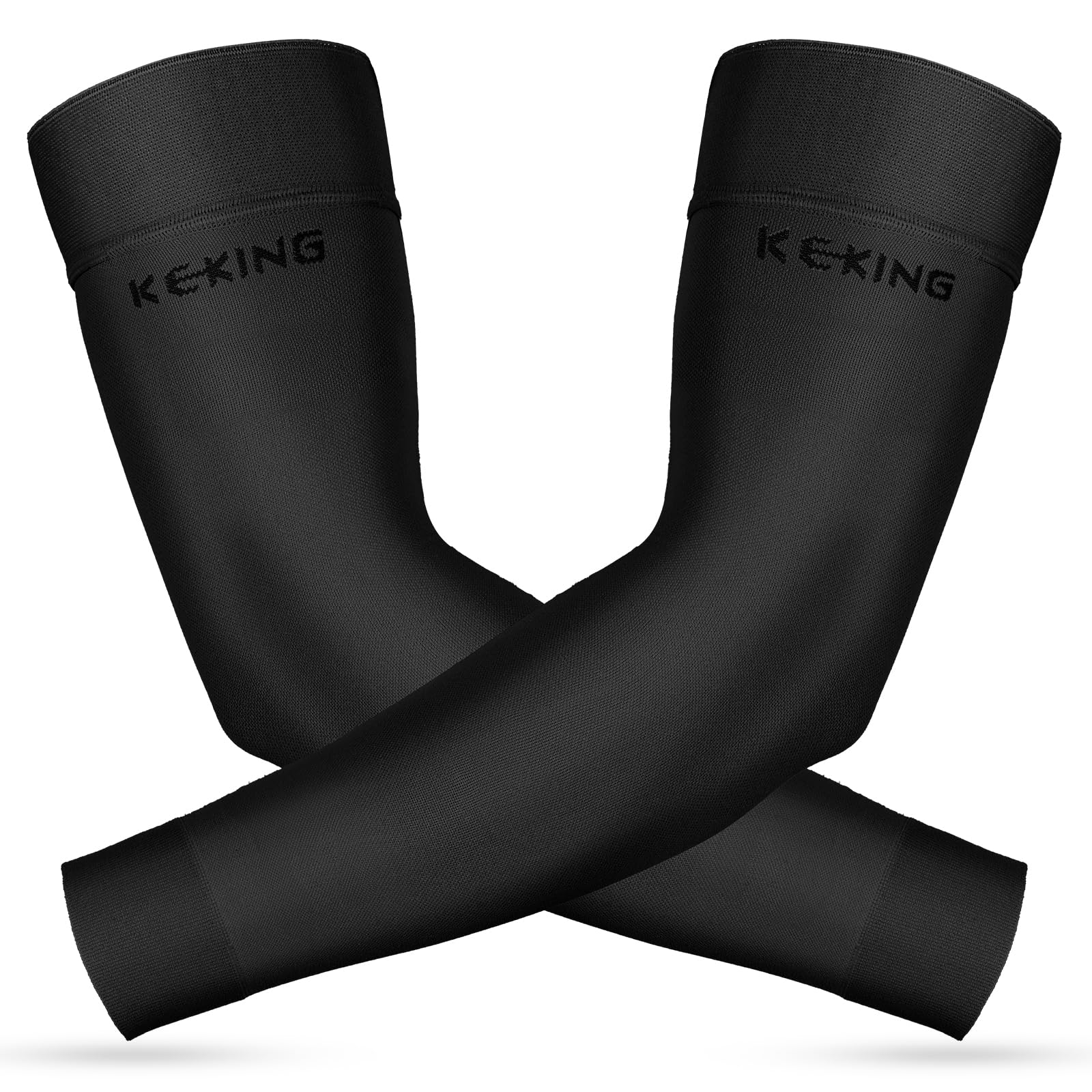 Photo 1 of KEKING Lymphedema Compression Arm Sleeves with Silicone Band for Men Women (Pair), 20-30 mmHg Graduated Compression for Lipedema, Edema, Post Surgery Recovery, Swelling, Pain Relief, Black S