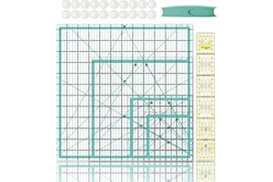 Karpoulra 7 Pack Quilting Rulers, Clear Acrylic Square Quilting Templates, Fabric Cutting Ruler for Craft Projects Quilting and Sewing (Blue)