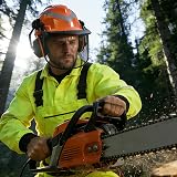 SAFEYEAR Pro Chainsaw Helmet Orange EN397 27SNR Ear Muffs Mesh Visor view 8