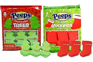 NEEDZO Marshmallow Christmas Candies, Red and Green Sugar Coated Character Shaped Marshmallows, Stocking Stuffers for Candy Lovers, Pack of 2, 12 Pieces