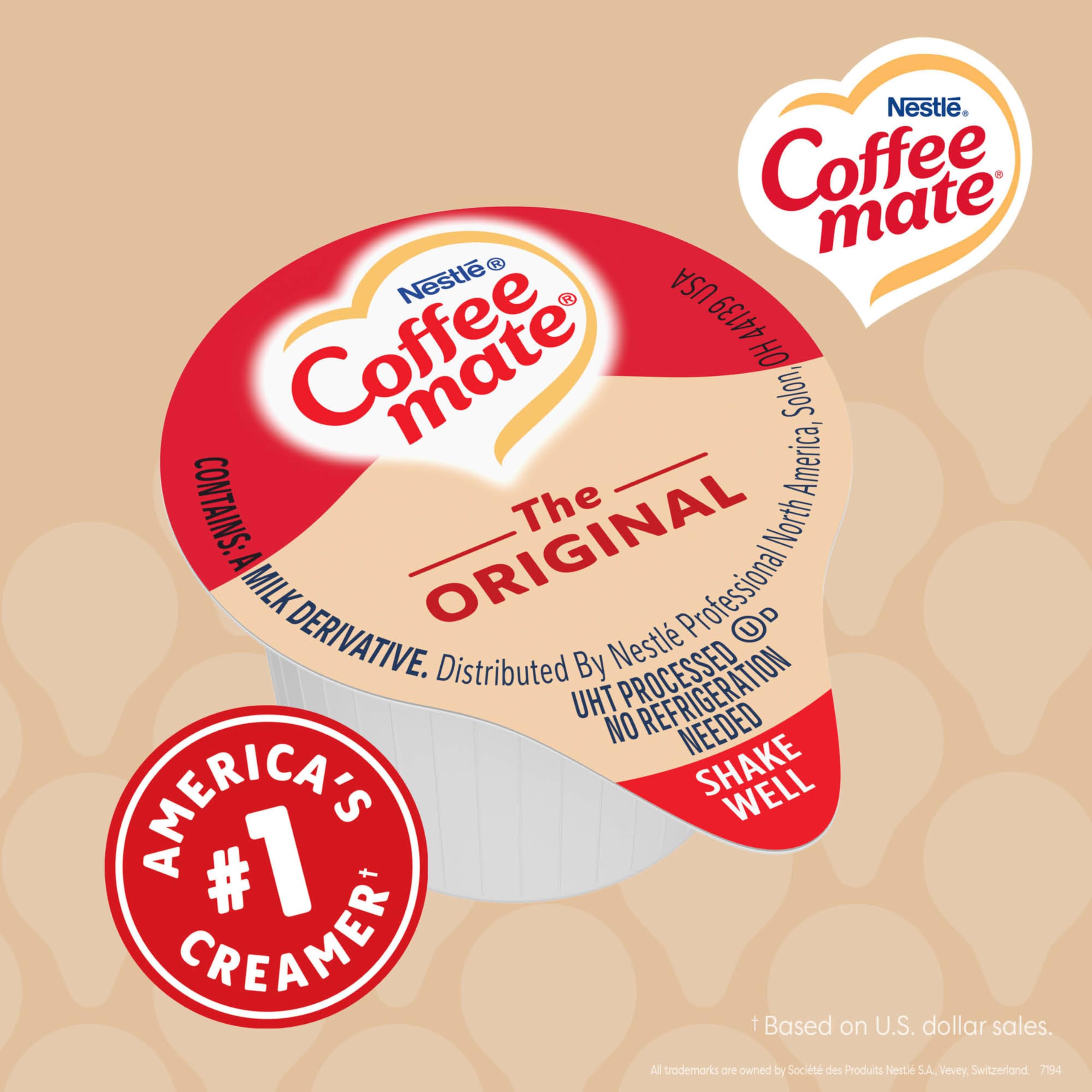 Nestle Coffee mate Coffee Creamer, Original, Liquid Creamer Singles, Non Dairy, No Refrigeration, 0.375 fl oz Tubs (Pack of 180)
