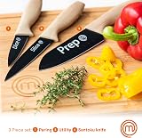 MasterChef 3 Piece Knife Set Chef Paring Utility Wood Look Handles view 2