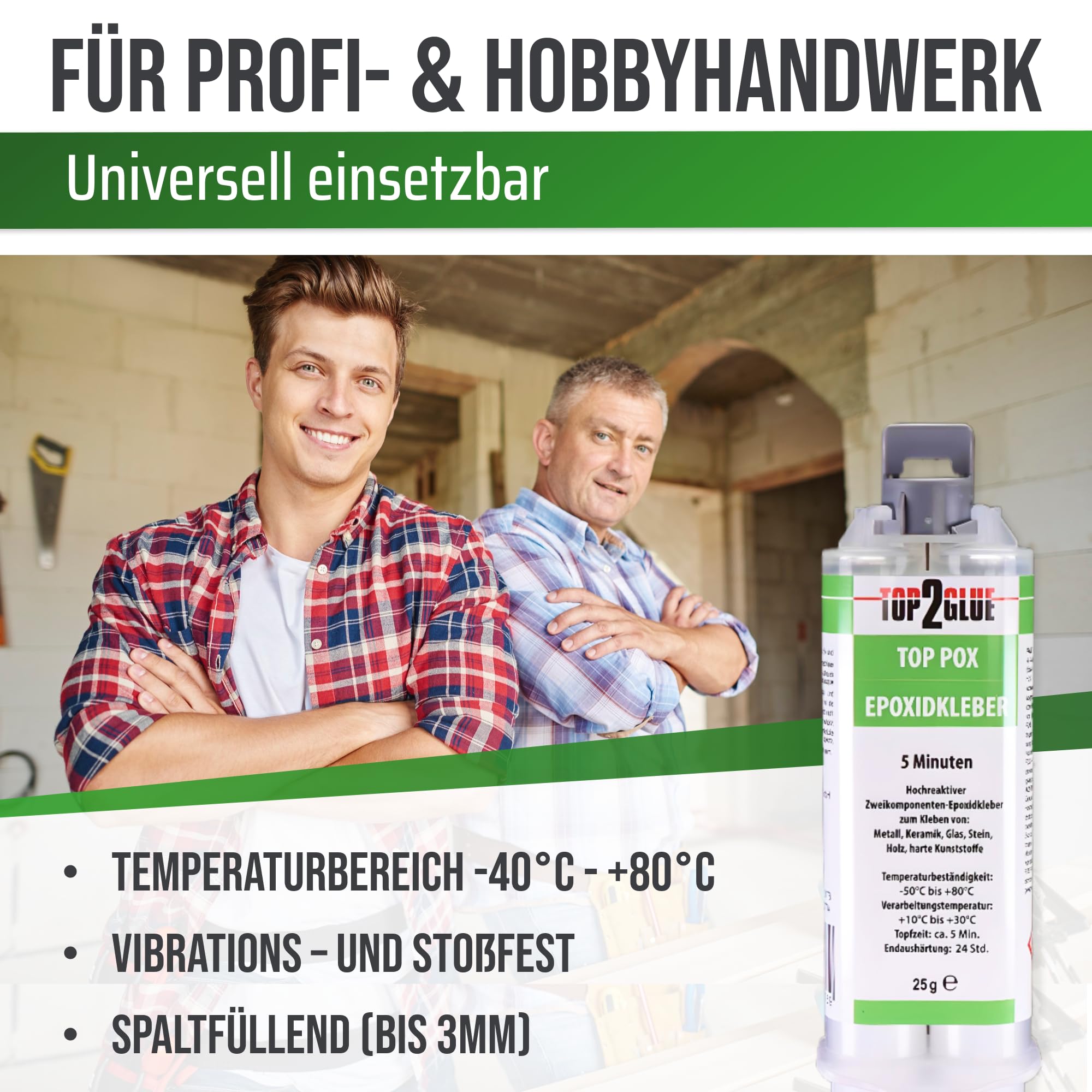 2 Komponenten Kleber extra stark 75g + 10 Düsen - 2K Epoxy Kleber - Epoxidharz mit Härter transparent - Epoxidharz - Alleskleber Kunststoff,Metall, Glas, Stein, Beton, Holz 6