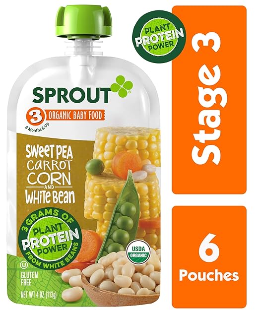 Sprout Organic Stage 3 Baby Food Pouches with Plant Powered Protein