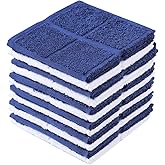 Glynniss Dishcloths Kitchen Highly Absorbent Dish Rags 100% Cotton Dish Cloths for Washing Dishes (Blue White)
