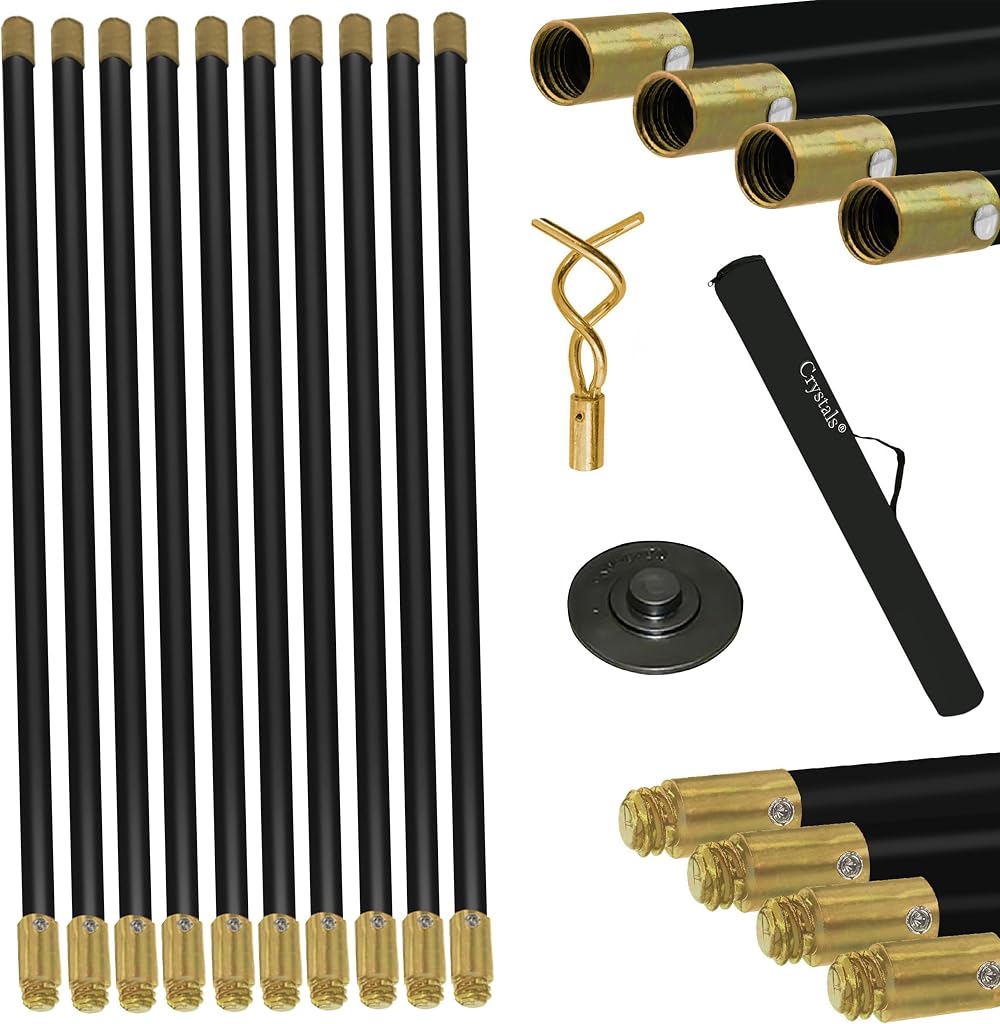 Crystals 12-Piece Drain Rods Set 9.2M Flexible Drainage Rods with Plunger