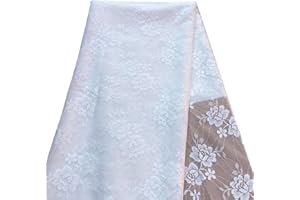 Rilassato 60 Inches Bridal Solid White Elastic Lace Fabric, Vintage Lace Fabric Bolt for Wedding Dress,Fashion, Crafts, Tablecloth,Decorations Lace Trim Fabric (1 Yard, 8218 White)