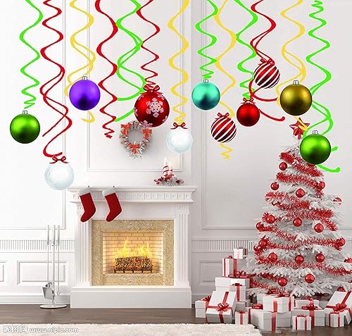 Christmas Banner Hanging Swirl, 13 Pcs Hanging Swirls Banner