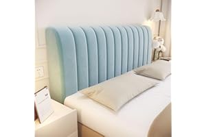 CAMZ Velvet Bed Headboard Cover for Full Queen Cal King Size, Quilted Bed Headboard Slipcover Thicken Dustproof Headboard Padding Protector Cover (Blue,King:200cm/78in)