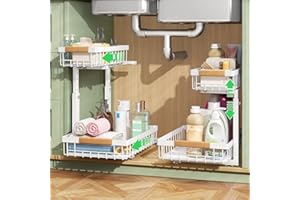 Pull out Cabinet Organizer, 1 Pack Under Sink Organizer, Slide out Metal Kitchen Cabinet Organizers Drawer Shelf, Sliding Sto