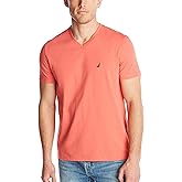 Nautica Men's Short Sleeve Solid Slim Fit V-Neck T-Shirt, Dreamy Coral, Medium