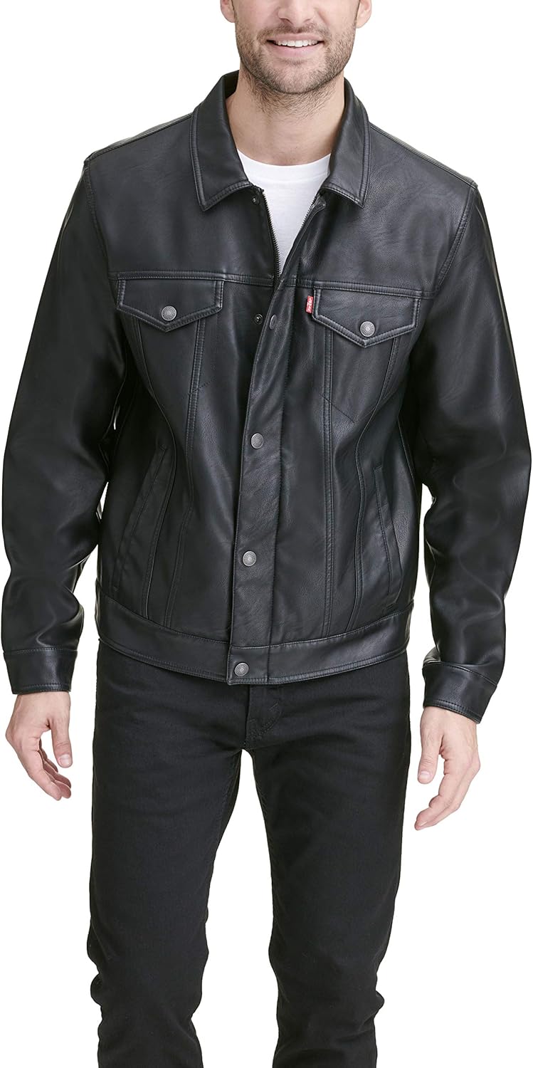 Levi's Men's Faux Leather Classic Trucker Jacket at  Men’s Clothing store