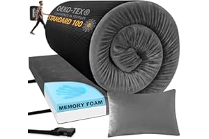 Aodisman Sleeping Pad,3-inch Thick Memory Foam Camping Mattress,Portable Roll-Up Mat for Car/Tent/Floor/Cot/Travel,Comfortable Pad for Guests Sleepover