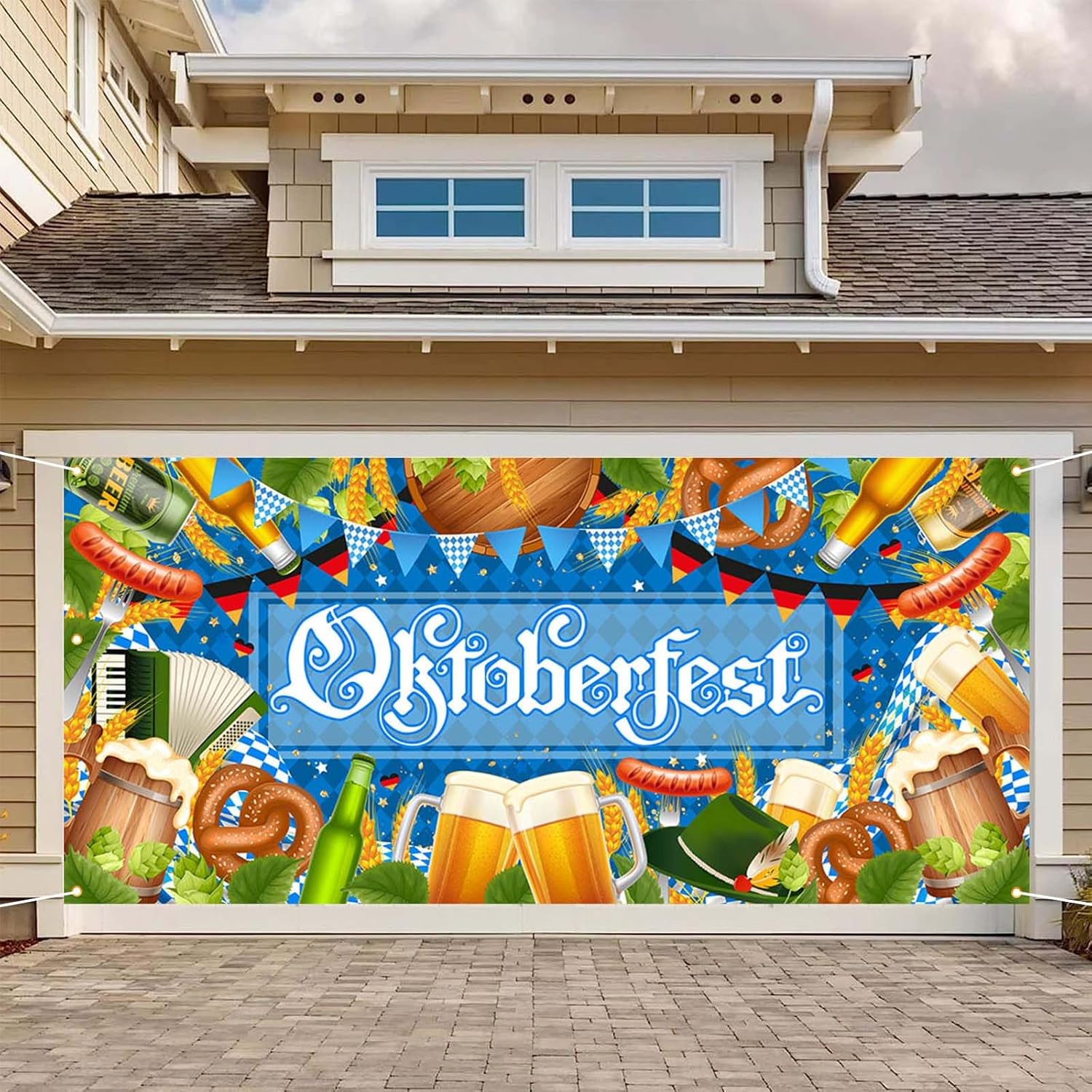 Garage Door Decorations - Avezano Oktoberfest Garage Door Banner 6x13Ft Oktoberfest Garage Door Cover Backdrop Oktoberfest Parade German Theme Party Decorations Outdoor Wall House Background Decor (157.48